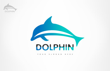 Wall Mural - Dolphin logo vector. Underwater animal mammals.