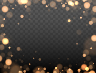 Wall Mural - shining bokeh isolated on transparent background. golden bokeh lights with glowing particles isolate