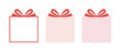 プレゼント、贈り物、ギフトボックスのフレームイラストセット　赤色　お祝い　誕生日