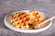 © Anna81 - viennese cottage cheese waffles with honey and strawberries