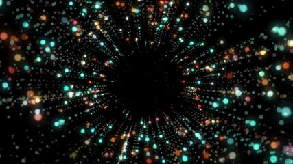 Wall Mural - a futuristic flight in a supermassive black hole, a cycle with twinkling stars. deep space explorati