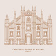 Hand Drawn Cathedral Duomo di Milano Illustration Design in Vector.
