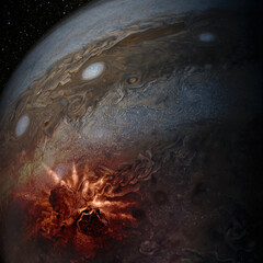 Wall Mural - jupiter planet and meteorites collision. elements of this image furnished by nasa.