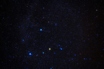 Wall Mural - constellation of Orion on background of blue starry sky. Astrophotography of stars, galaxies and nebulae at night