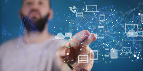 data Internet infrastructure concept. Abstract technology background. 3D rendering.
