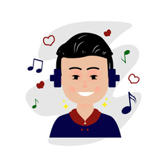 Wall Mural - Illustration cartoon boy listening love song design