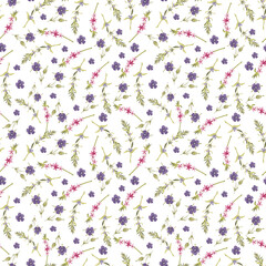  Seamless pattern from a hand-drawn watercolor flowers on a white background. Use for menus, invitations