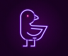 Glowing Neon Line Little Chick Icon Isolated On Black Background. Colorful Outline Concept. Vector