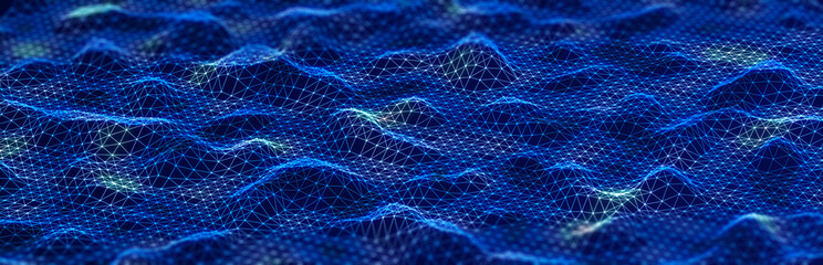 Digital technological background. Abstract structure with connected dots and lines. Big data. 3D rendering.