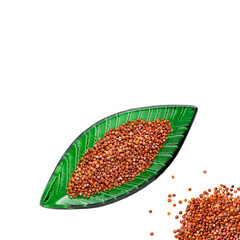 Canvas Print - Chenopodium quinoa - Red organic quinoa seeds in leaf shaped bowl