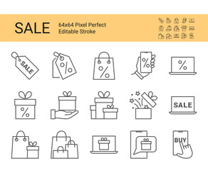 Icon set of sale. Editable vector stroke. Icons for mobile apps and website design.