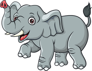 Sticker - Cartoon elephant isolated on white background 