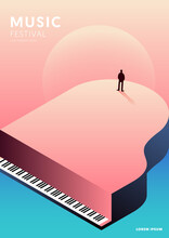 Music Poster Decorative With Gradient Piano Design Template Background Modern Art Style