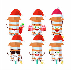 Sticker - Santa Claus emoticons with rocket firework orange cartoon character