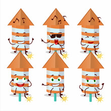 An Image Of Rocket Firework Orange Dancer Cartoon Character Enjoying The Music