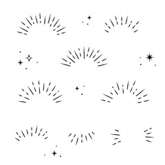 Wall Mural - hand drawn style sunburst frame set, vector design elements