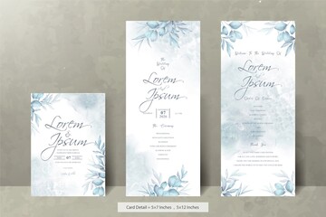 Poster - Set of Elegant Wedding Invitation Cards Template with Watercolor Hand Drawn Floral