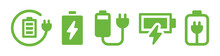Charging Battery Power Icon Set. Charger Symbol Vector Illustration.