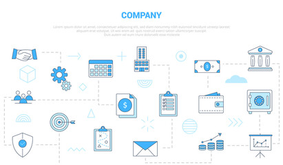 company business concept with icon set template banner with modern blue color style
