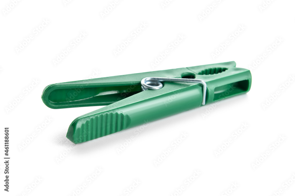 Plastic clothespin isolated on white background