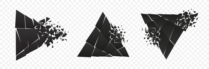 Wall Mural - shape explosion broken and shattered flat style design vector illustration set isolated on transpare
