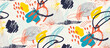 Creative doodle seamless freehand drawn pattern with different shapes and textures. Collage. Vector