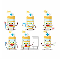 Poster - Doctor profession emoticon with yellow firecracker cartoon character