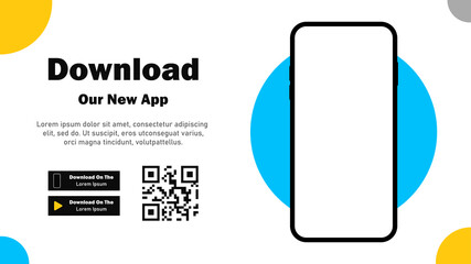 Mobile App. Download app. Banner page for downloading a mobile application. Smartphone blank screen for your applications. Vector illustration