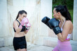 © luisrojasstock - fight between two young caucasian women boxers outdoor