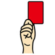 レッドカードを出した手のイラスト　サッカー　警告　白バック　red card