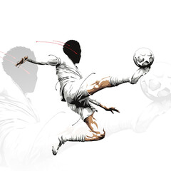 Wall Mural - football soccer player flying kick