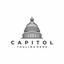 Line Art Capitol Dome Logo Design Inspiration - Capital Logo Design Vector Illustration