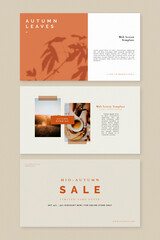 Wall Mural - autumn color tone social media blog template vector