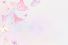 Feminine Butterfly Background, Pink Border, Vector Animal Illustration