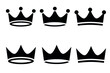 © DeStMor - Set of vector king crowns icon on white background. Vector Illustration. Emblem and Royal symbols.