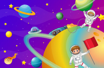 Wall Mural - a space cartoon background scene