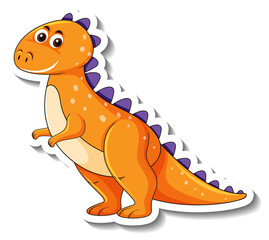 Wall Mural - A sticker template with cute dinosaur cartoon character isolated