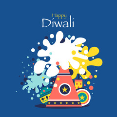 Wall Mural - Illustration of colorful fireworks. Greetings for Diwali festival