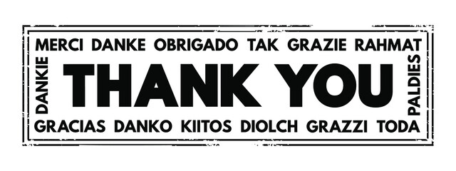 Sticker - Thank You stamp concept in many languages
