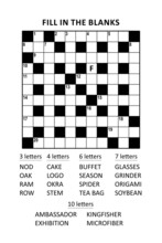 Puzzle Page With Criss-cross, Or Fill-in, Crossword Word Game (English Language). Comfortable Level, Large Print, Family Friendly. Letter F As A Hint.
