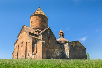 Saghmosavank Armenian church or Monastery of Psalms is a popular tourist sightseeing destination. It is located on edge of Kasagh river gorge