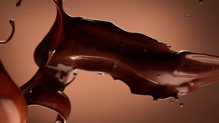 Sticker - Super slow motion of rotating dark hot chocolate splashes. Filmed on high speed cinema camera, 1000fps.