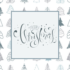 Canvas Print - Merry Christmas hand Lettering Inscription to winter holiday design, Calligraphic. Christmas Xmas and Happy New Year Greeting Card, banner.