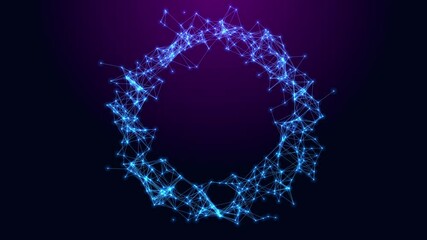 Growing digital circle on black background