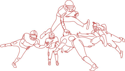 American football player line vector. black and white illustration of an american football player in action. Minimalist sport line drawing. Line art