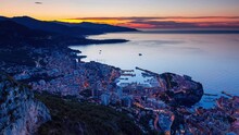 Night to Day transition Time Lapse of Monaco and french riviera