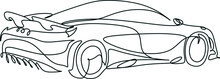 Car Vector One Line Art. Line Drawing Car Illstration