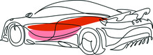Car Vector One Line Art. Line Drawing Car Illstration