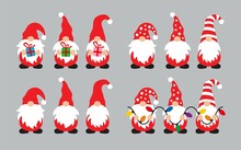 Vector Collection Of Gnome Cartoon Characters For Christmas Illustration