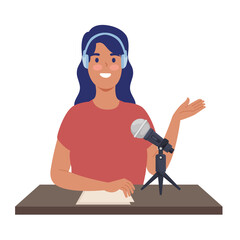 Sticker - woman podcaster icon